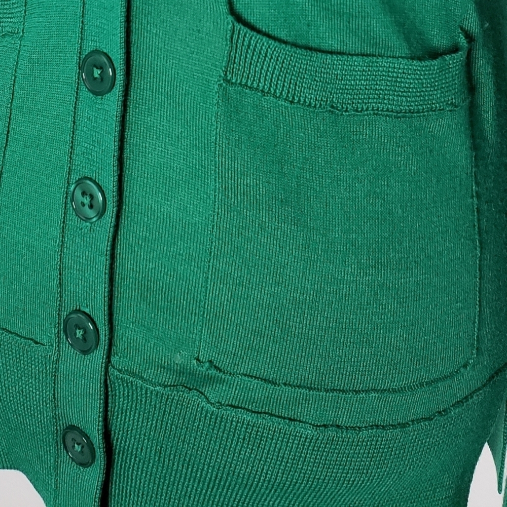 Only Mine Kelly Green Merino Wool Preppy Lightweight Sweater Bohemian Summer - Picture 5 of 15